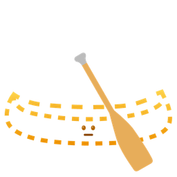 dotted line face and canoe