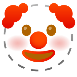 dotted line face and clown face