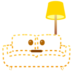 dotted line face and couch and lamp