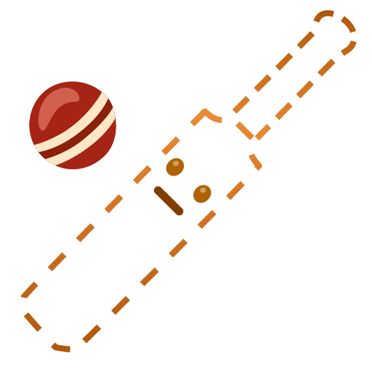 Dotted line face and Cricket game