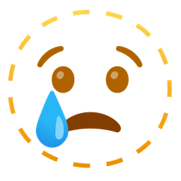 dotted line face and crying face