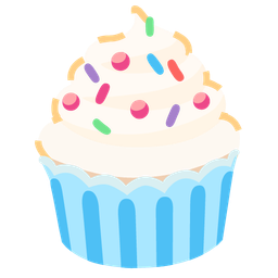 dotted line face and cupcake