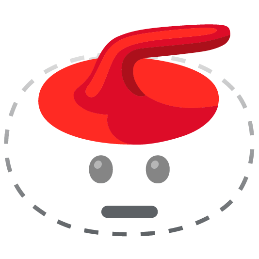 Dotted line face and Curling stone