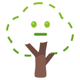 dotted line face and deciduous tree