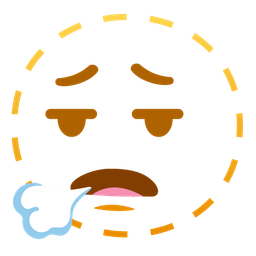 dotted line face and face exhaling