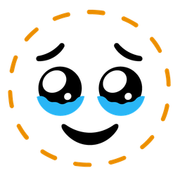 dotted line face and face holding back tears