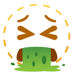 dotted line face and face vomiting