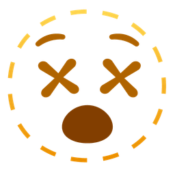 dotted line face and face with crossed-out eyes
