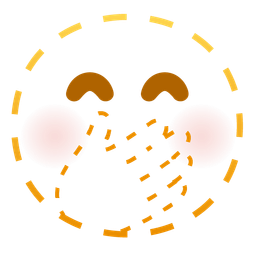 dotted line face and face with hand over mouth