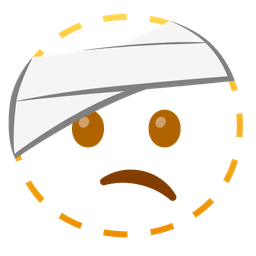 dotted line face and face with head-bandage