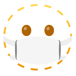 dotted line face and face with medical mask