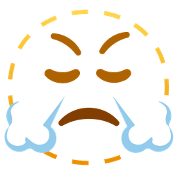 dotted line face and face with steam from nose