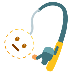 dotted line face and fishing pole