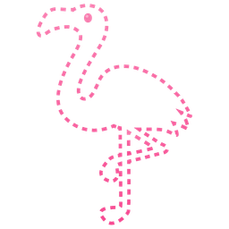 dotted line face and flamingo