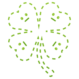 dotted line face and four leaf clover