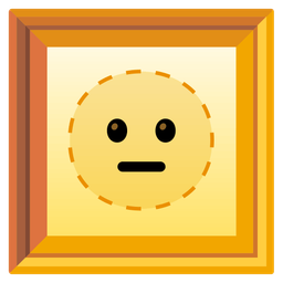 dotted line face and framed picture