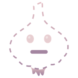 dotted line face and garlic