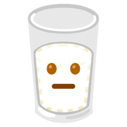 dotted line face and glass of milk