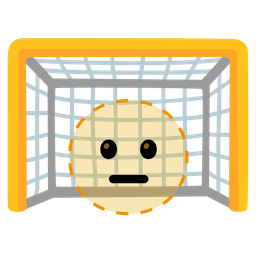 dotted line face and goal net