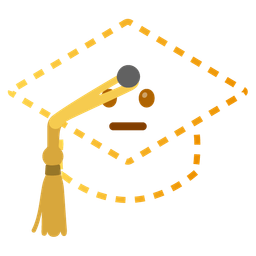 dotted line face and graduation cap