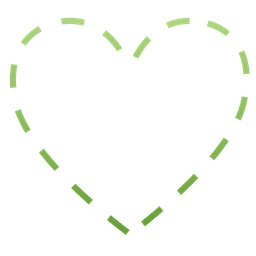 dotted line face and green heart