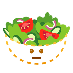 dotted line face and green salad