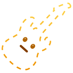 dotted line face and guitar