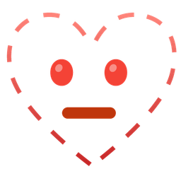 dotted line face and heart suit