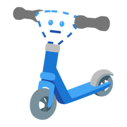 dotted line face and kick scooter