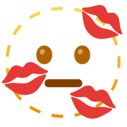 dotted line face and kiss mark