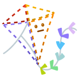 dotted line face and kite