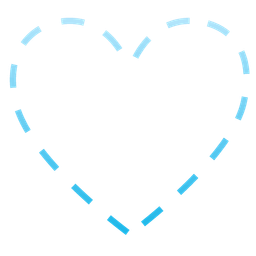 dotted line face and light blue heart