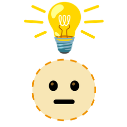 dotted line face and light bulb