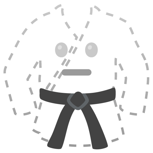 Dotted line face and Martial arts uniform