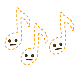dotted line face and musical notes
