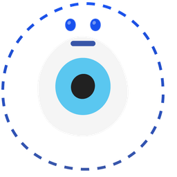 dotted line face and nazar amulet