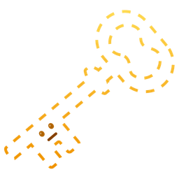 dotted line face and old key