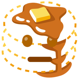 dotted line face and pancakes