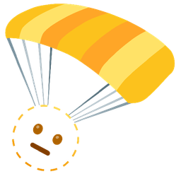 dotted line face and parachute