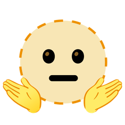 dotted line face and person shrugging