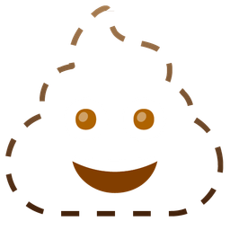 dotted line face and pile of poo