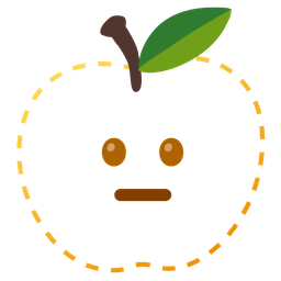 dotted line face and red apple