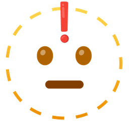 dotted line face and red exclamation mark