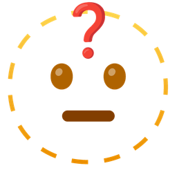 dotted line face and red question mark