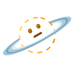 dotted line face and ringed planet