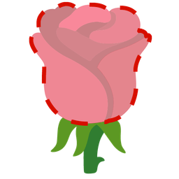 dotted line face and rose