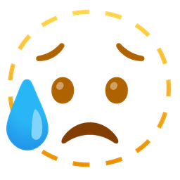 dotted line face and sad but relieved face