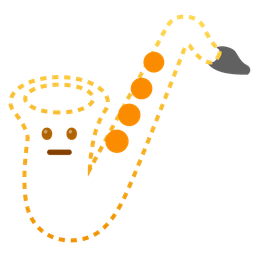 dotted line face and saxophone