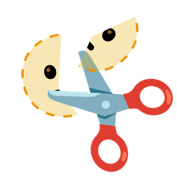 dotted line face and scissors