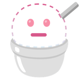 dotted line face and shaved ice